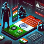 Cybersecurity interface with holographic elements and national flags.