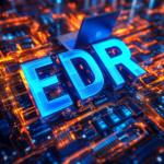 EDR (Endpoint Detection and Response) logo with blue glowing text.