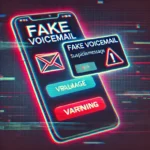 Smartphone showing a fake voicemail warning notification.