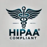 HIPAA compliance logo featuring medical and security symbols.