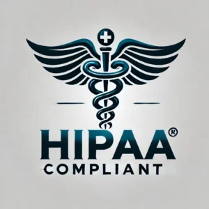 HIPAA compliance logo featuring medical and security symbols.