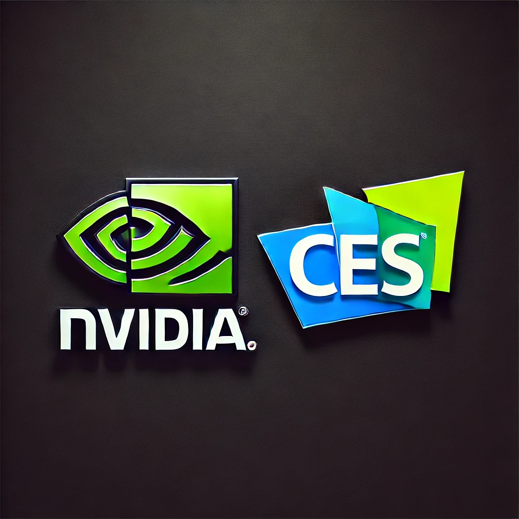 NVIDIA and CES logos on a black background.