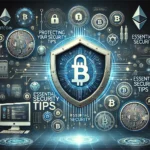 Blockchain security interface with cryptocurrency icons.