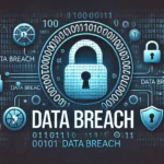 Data breach interface with padlocks and digital code.