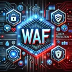 WAF (Web Application Firewall) logo with hexagonal design.