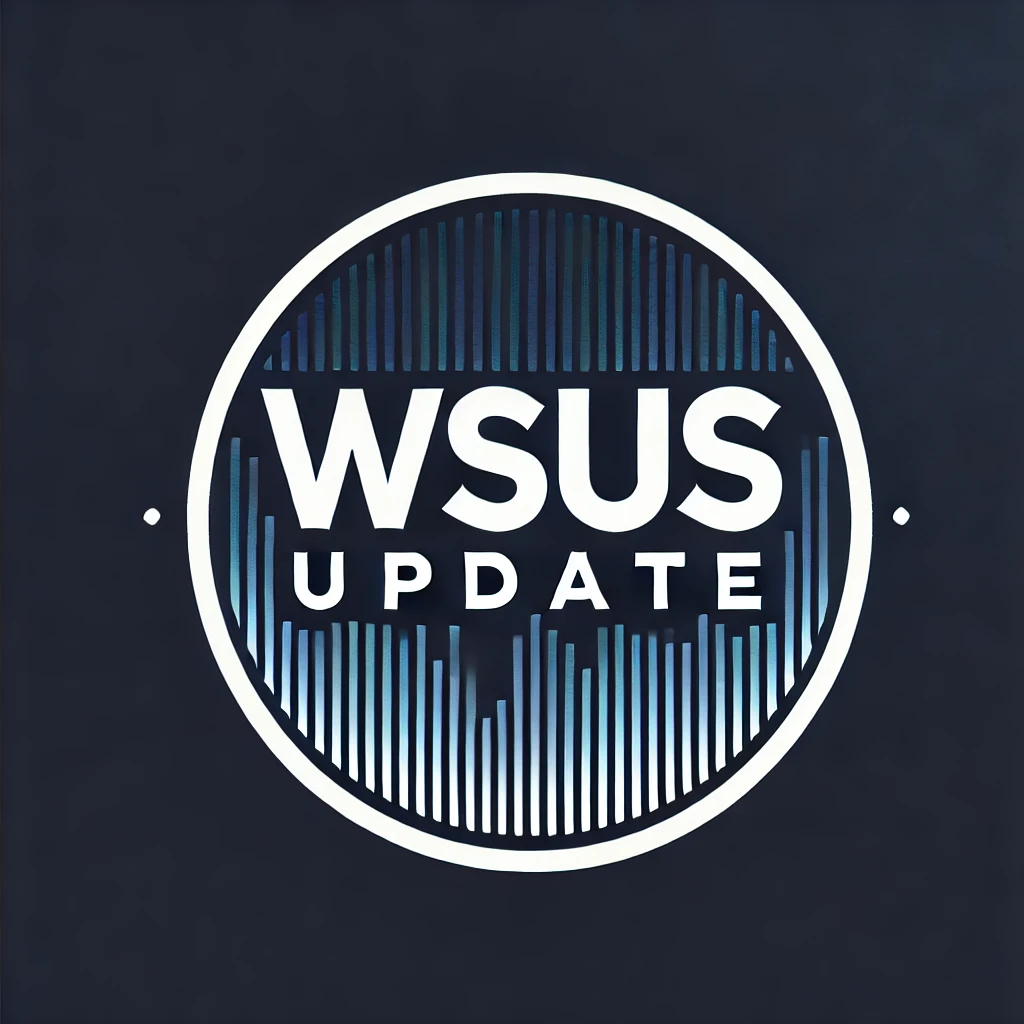 WSUS Update logo with circular design on a dark background.