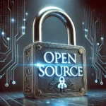 high-tech padlock with "OPEN SOURCE" integrated into its design