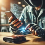 Person holding a phone and credit card for payment