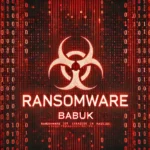 Ransomware warning screen with 'Babuk' text