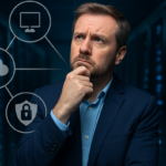 Thinking businessman choosing IT provider