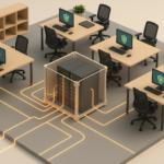 Office cross-section structured cabling 3D