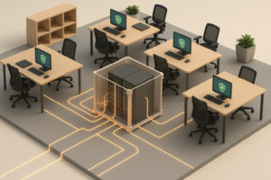 Office cross-section structured cabling 3D