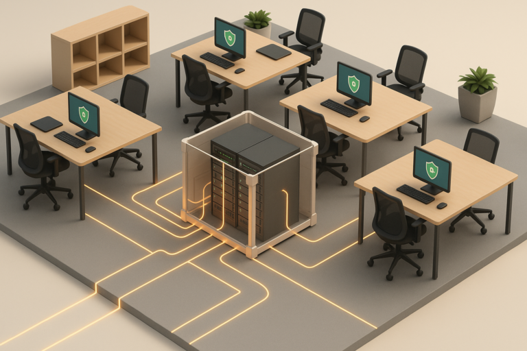Office cross-section structured cabling 3D