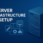 Server infrastructure setup diagram showing data center architecture and IT system components part of SECITHUB server infrastructure guide 2025 for scalable and secure systems.
