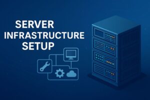 Server infrastructure setup diagram showing data center architecture and IT system components part of SECITHUB server infrastructure guide 2025 for scalable and secure systems.