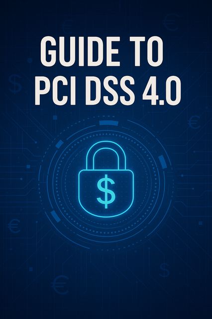 Professional cybersecurity cover design titled ‘Guide to PCI DSS 4.0’, featuring abstract network security visuals and modern SECITHUB branding
